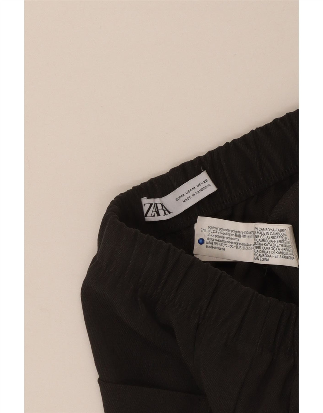 ZARA Pantalon Chino Large Femme UK 12 Gris Moyen Polyester