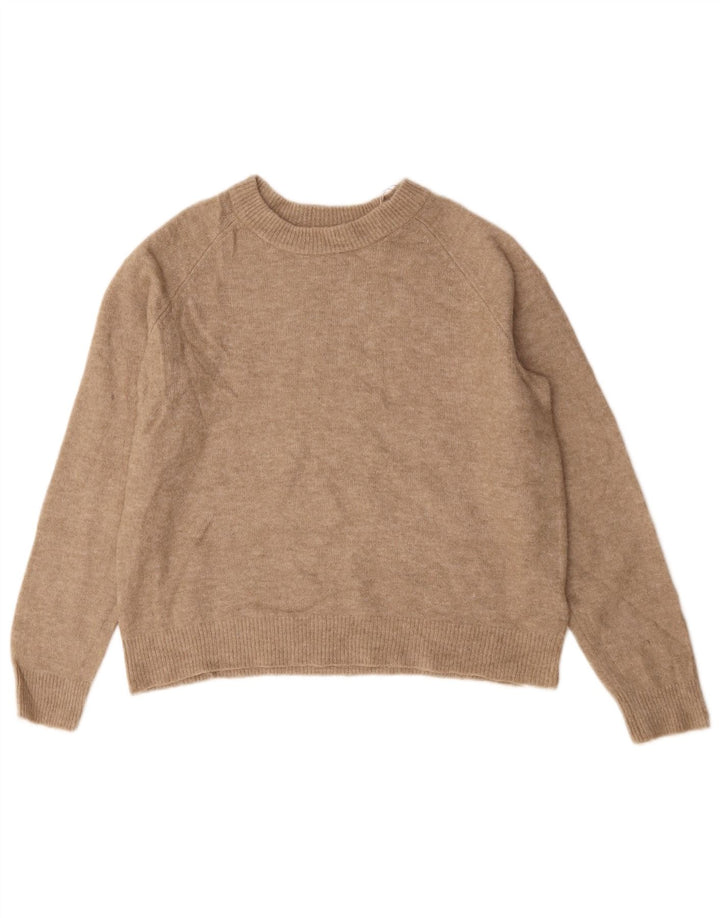 Zara Femme Pull Col Bateau UK 14 Beige Moyen Polyamide