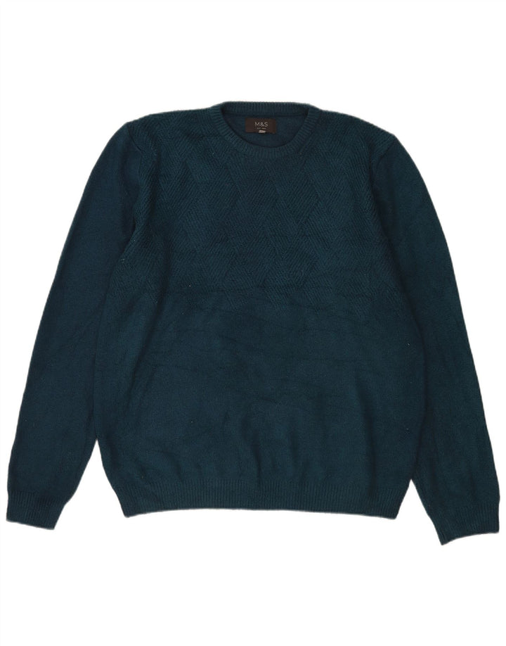 Marks & Spencer Pull à col rond pour homme en acrylique bleu Taille L