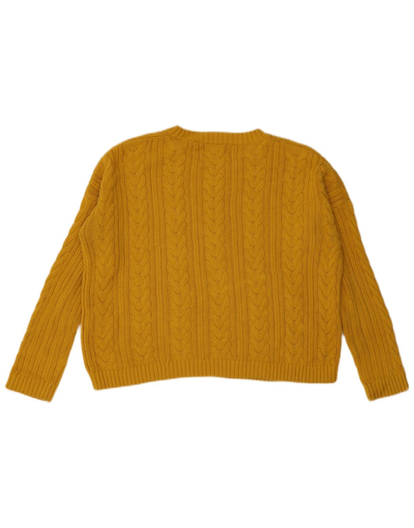 Superdry Pull surdimensionné à col rond pour femme UK 10 Petit Jaune