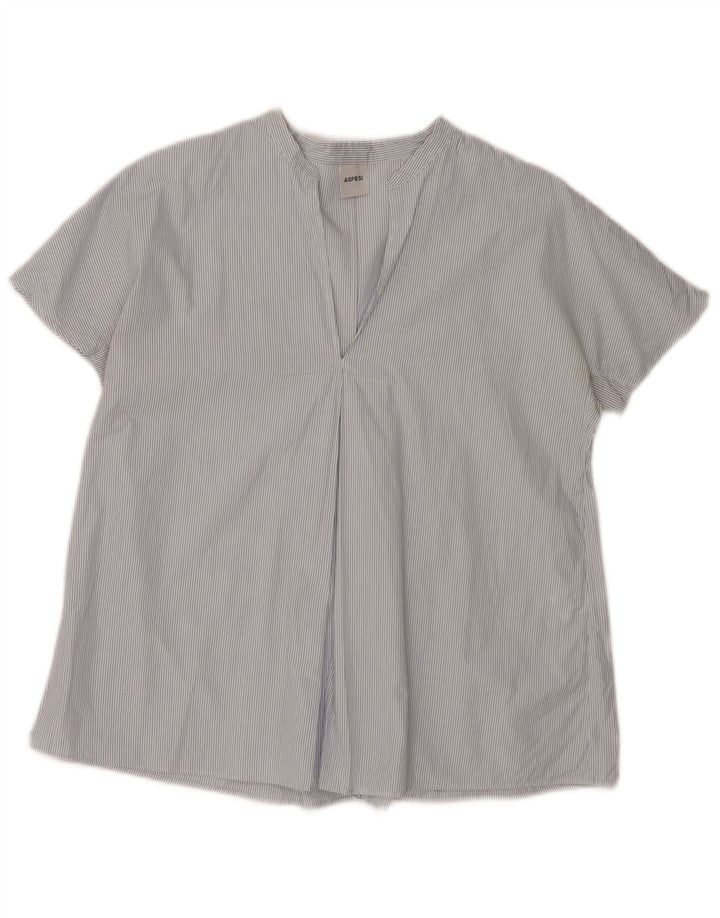 Aspesi Chemisier Femme Top EU 38 Bleu Moyen Coton Rayé