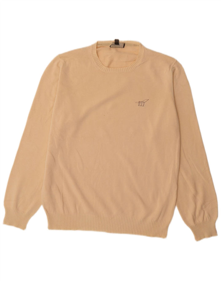 Henry Cottons Pull Col Rond Homme Coton Beige Moyen