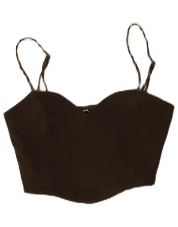 Zara Womens Crop Cami Top UK 12 Marron Moyen