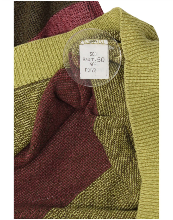 VINTAGE Pull ras du cou pour homme IT 50 Vert moyen géométrique