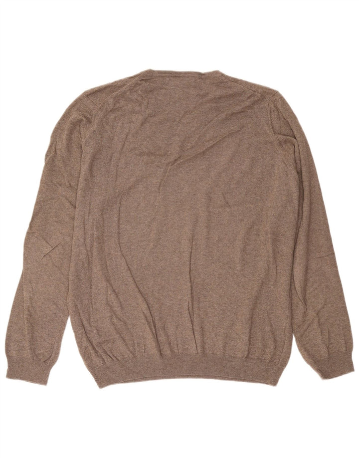 John Lewis Pull col V pour homme en coton marron Taille L