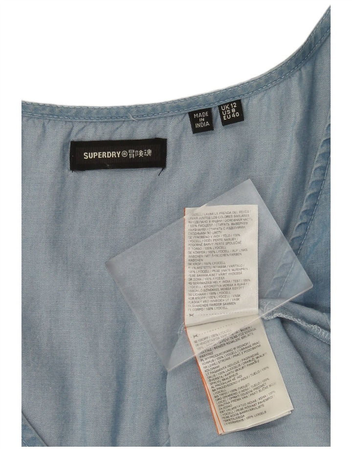 Superdry Robe trapèze pour femme UK 12 Bleu moyen Lyocell