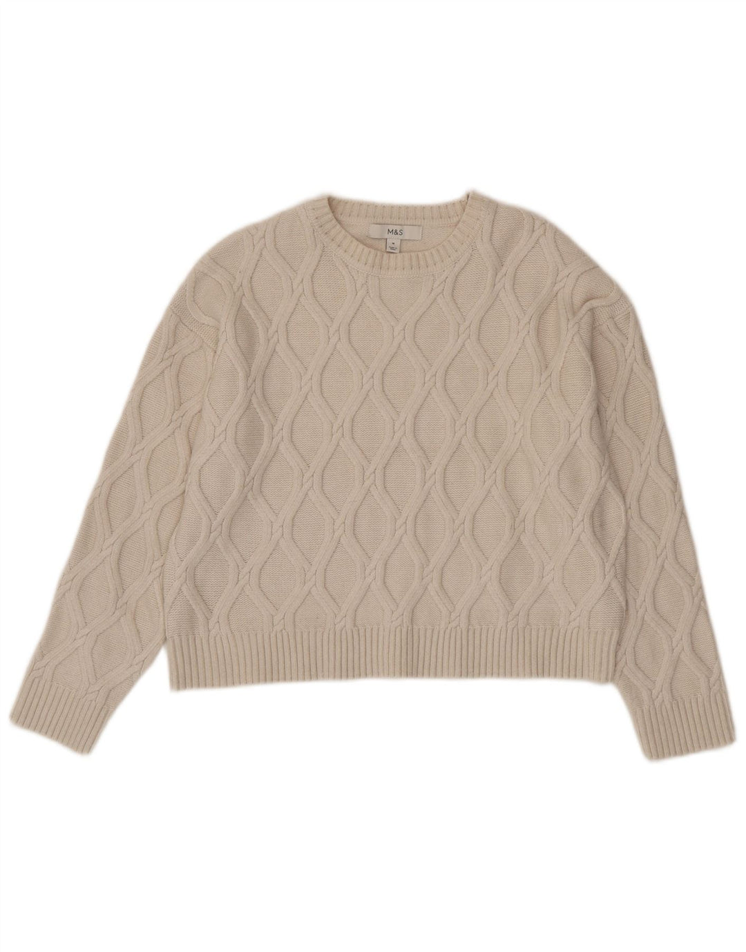 Marks & Spencer Pull court à col bateau pour femme UK 14 Beige moyen