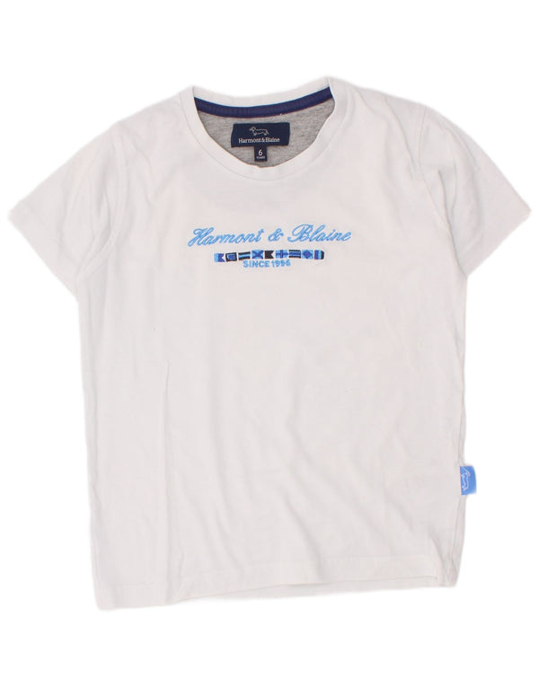 Harmont & Blaine T-shirt graphique pour garçon 5-6 ans Blanc Coton