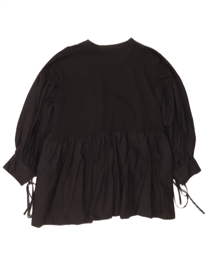 Zara Chemisier à manches 3/4 pour femme UK 14 en coton noir moyen