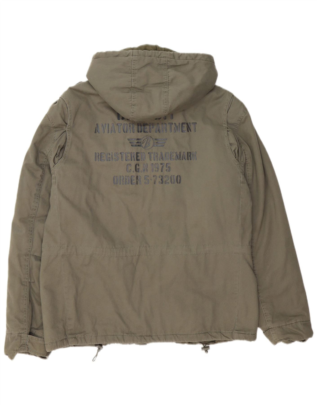 BRANDIT Veste militaire à capuche graphique pour homme UK 42 XL Kaki Coton