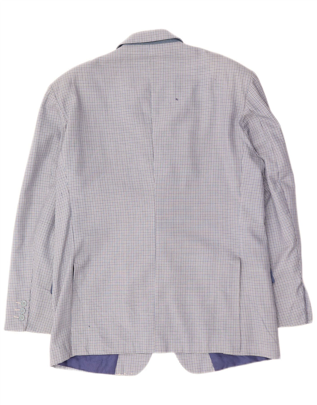 VINTAGE Veste Blazer 2 Boutons Homme IT 50 Grande Laine à Carreaux Bleu