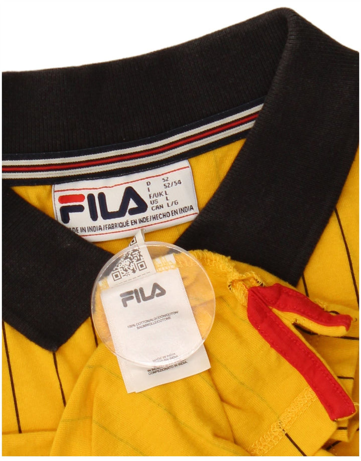 FILA Polo Homme Large Jaune Rayé Coton