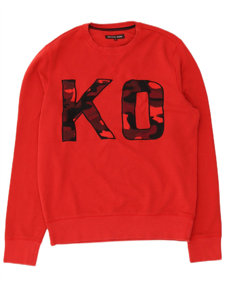 Michael Kors Sweat-shirt graphique pour femme UK 14 en coton rouge moyen