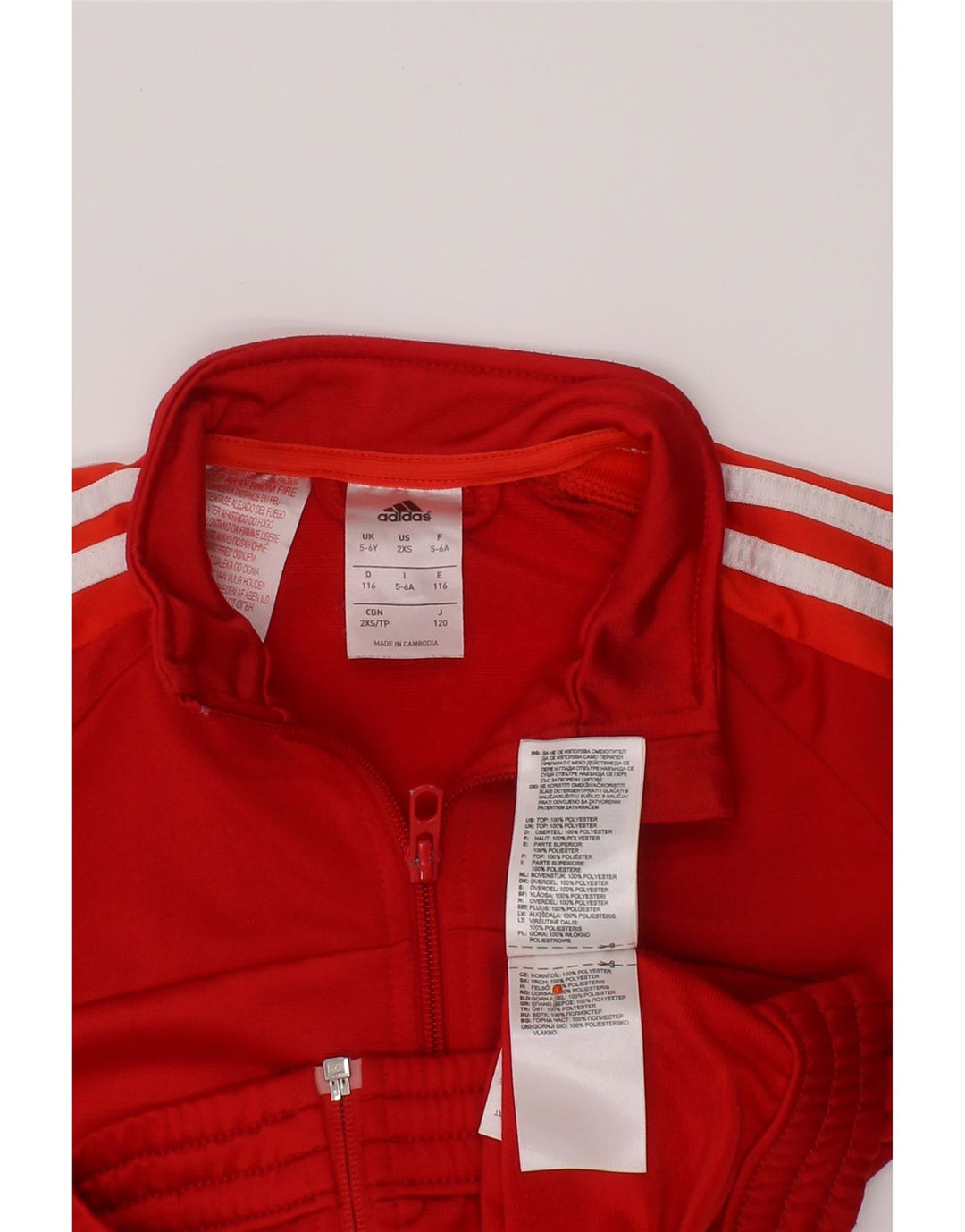 ADIDAS Veste de Survêtement Fille 5-6 Ans Rouge Polyester