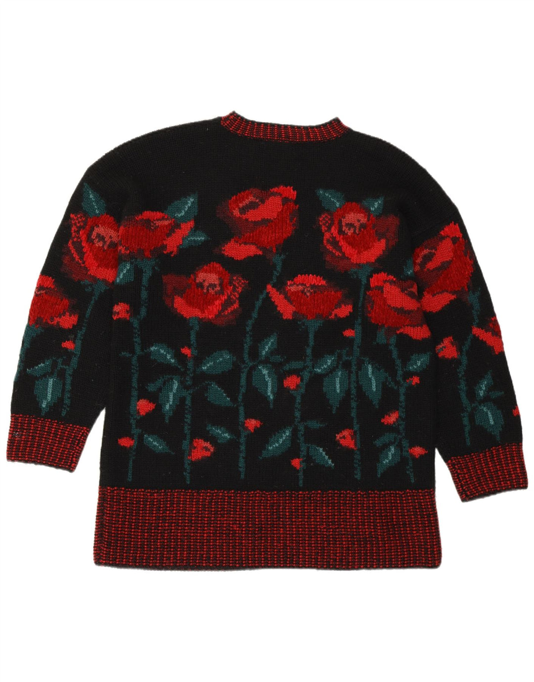 LAURA ASHLEY Pull à col rond pour femme UK 14 Medium Noir Floral