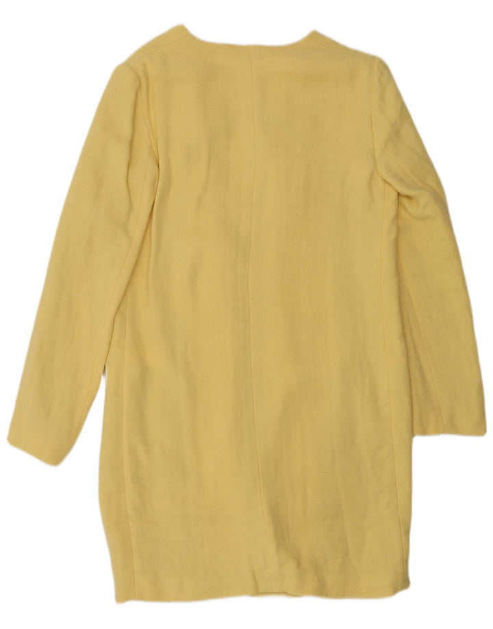 Zara Femme Pardessus Ouvert UK 10 Petite Viscose Jaune