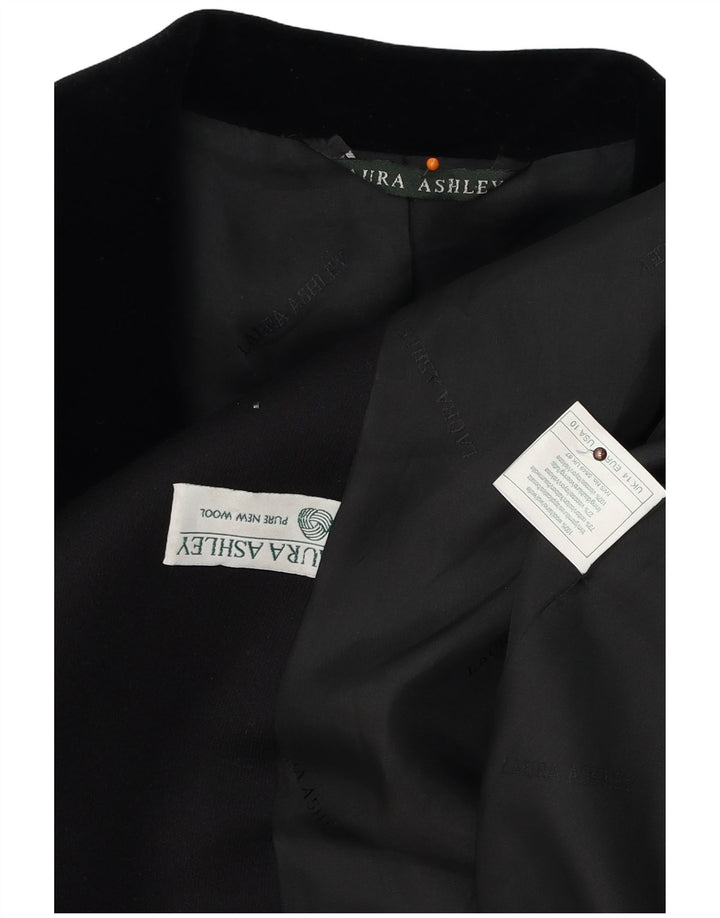 LAURA ASHLEY Veste blazer longue à 4 boutons pour femme UK 14 Grande laine noire