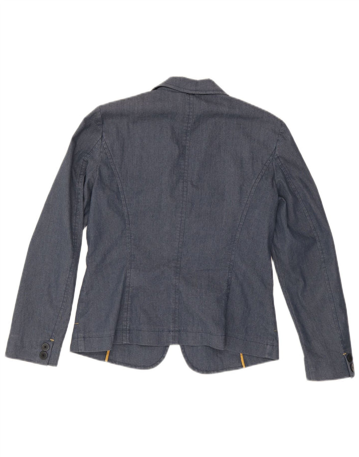 Trussardi Femme Denim 2 Bouton Blazer Veste UK 14 Large Bleu Marine