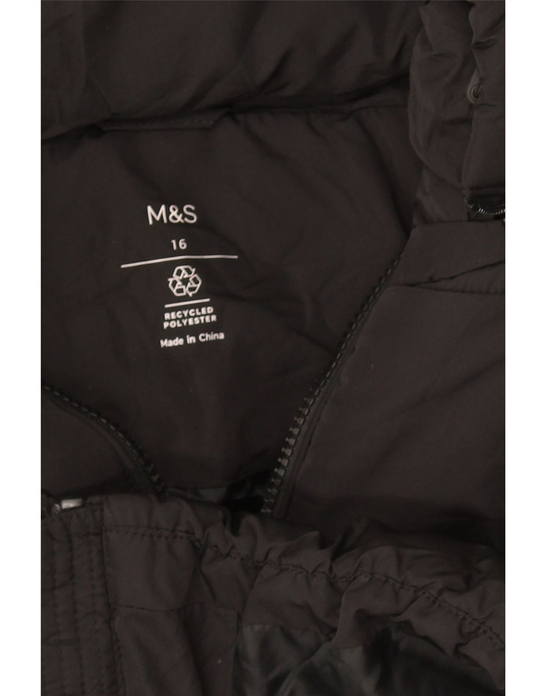 Marks & Spencer Veste matelassée à capuche pour femme UK 16 Large Noir Polyester