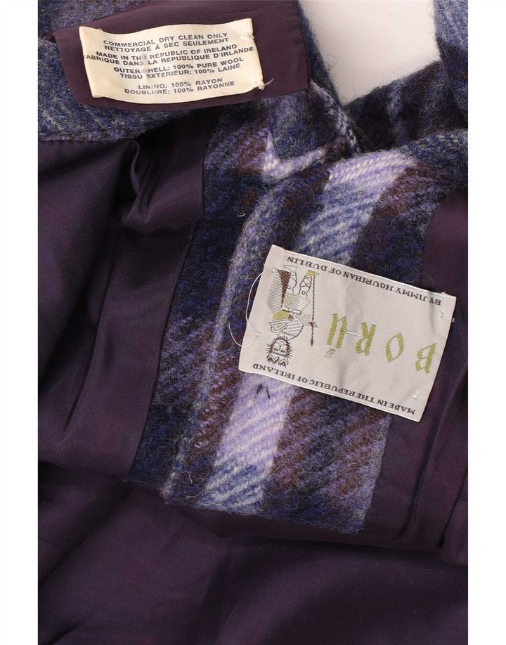 Jimmy Hourihan Boru Poncho Manteau pour femme Taille unique Violet à carreaux en laine