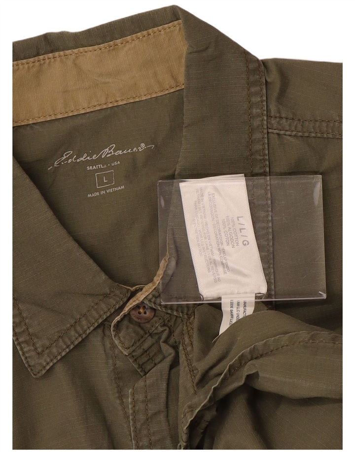 EDDIE BAUER Chemise à manches courtes pour homme Large Kaki Coton