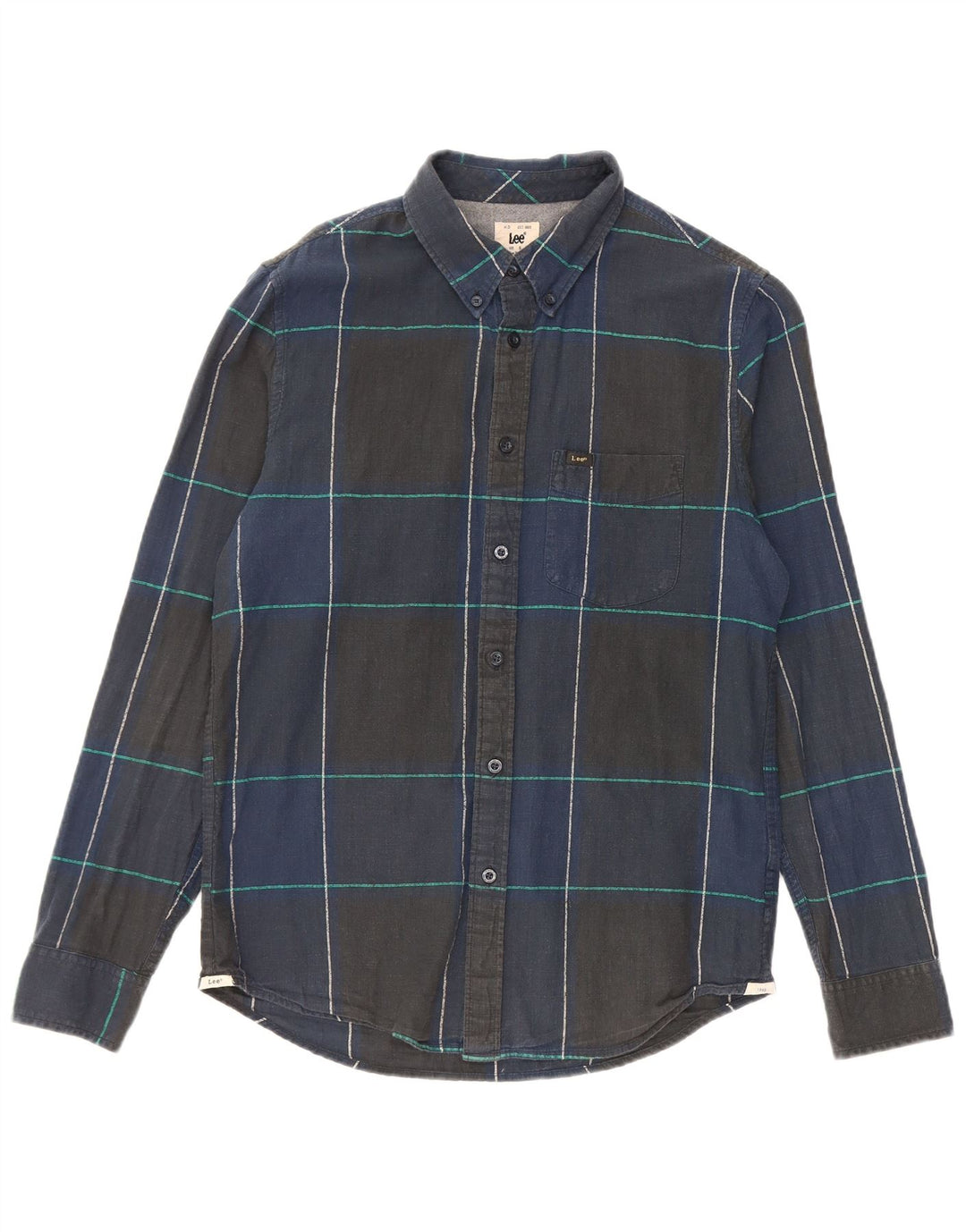 Lee Chemise en flanelle coupe classique pour homme, petit carreaux en coton bleu marine