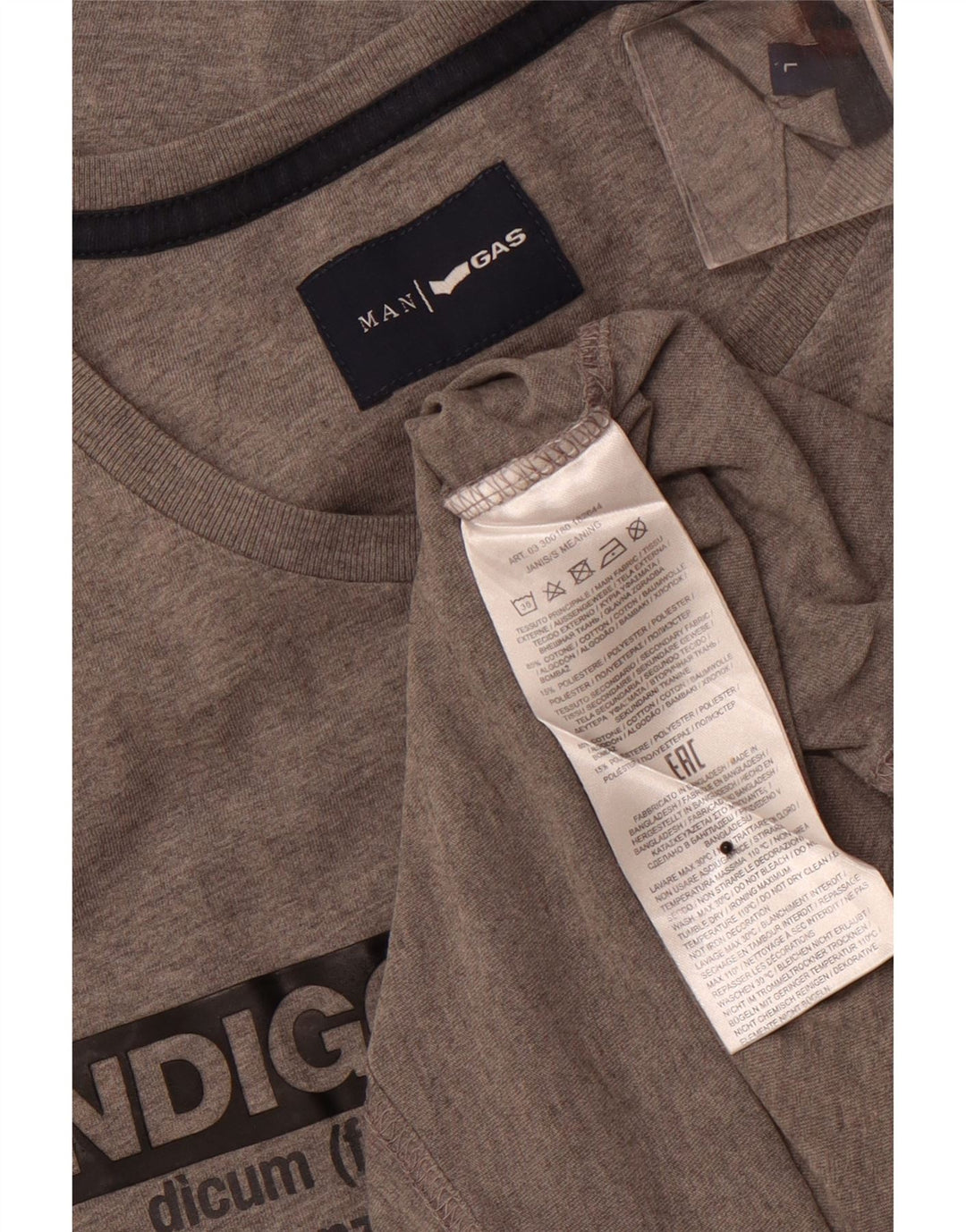 GAS Haut graphique à manches longues pour homme en coton gris Taille L