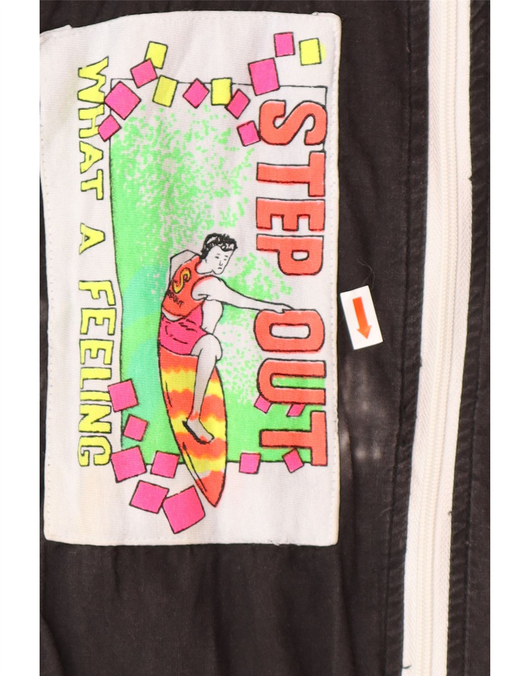 VINTAGE Femmes Graphique Survêtement Top Veste UK 18 XL Noir Colourblock