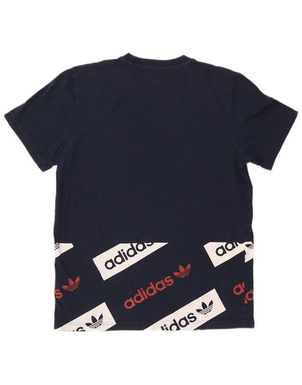 Adidas Mens Graphic T-Shirt Top Large Bleu Marine Coton