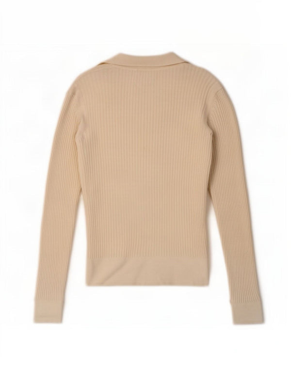 Marks & Spencer Pull à col polo pour femme UK 10 Small Blanc cassé