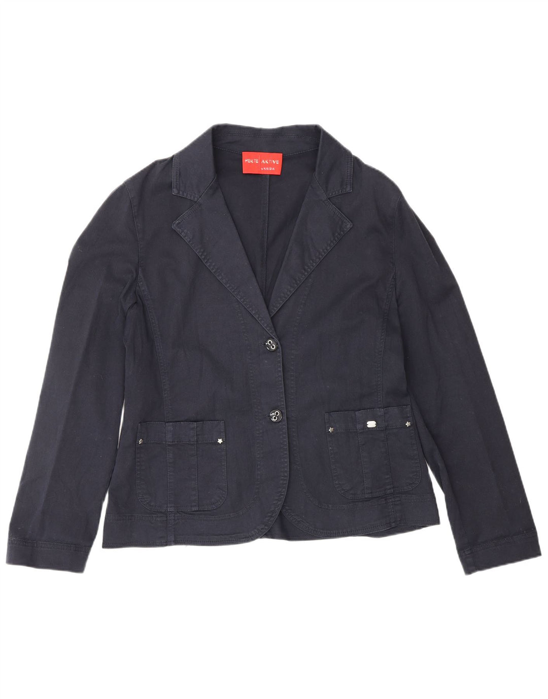Perte by Krizia Veste blazer à 2 boutons pour femme UK 14 Large Bleu marine en coton