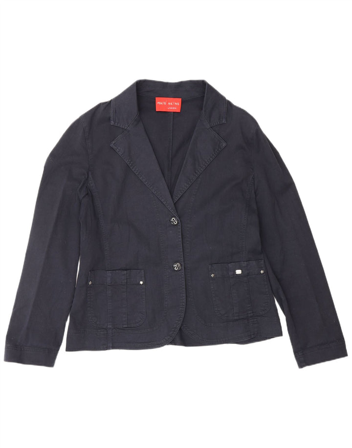 Perte by Krizia Veste blazer à 2 boutons pour femme UK 14 Large Bleu marine en coton