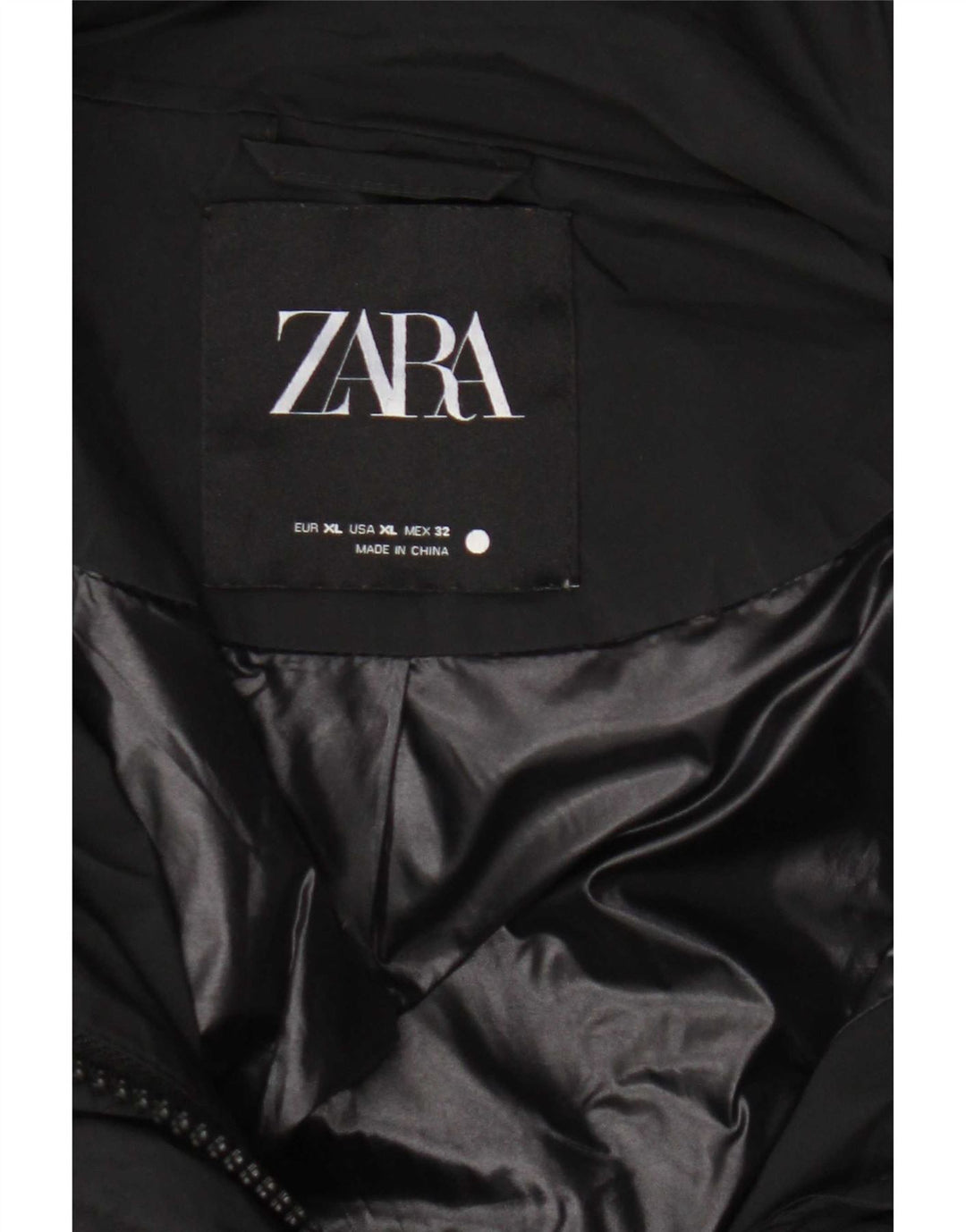 Zara Veste matelassée surdimensionnée à capuche pour femme UK 18 XL Noir