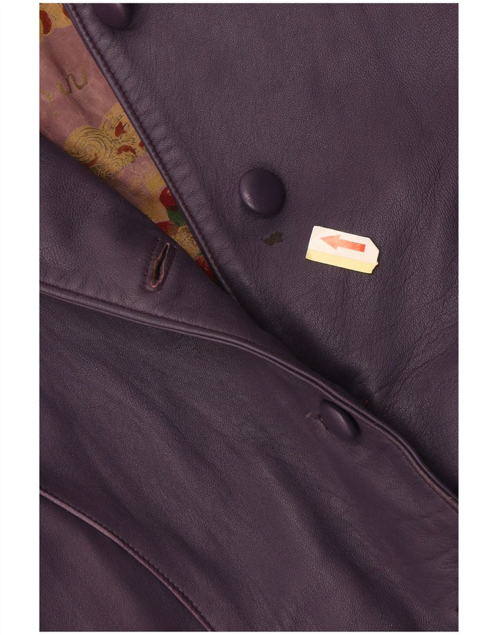 veste en cuir crop femme vintage UK 10 Petit Violet