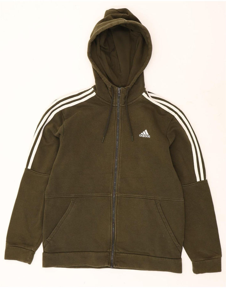 Adidas Pull à capuche zippé pour homme en coton kaki moyen