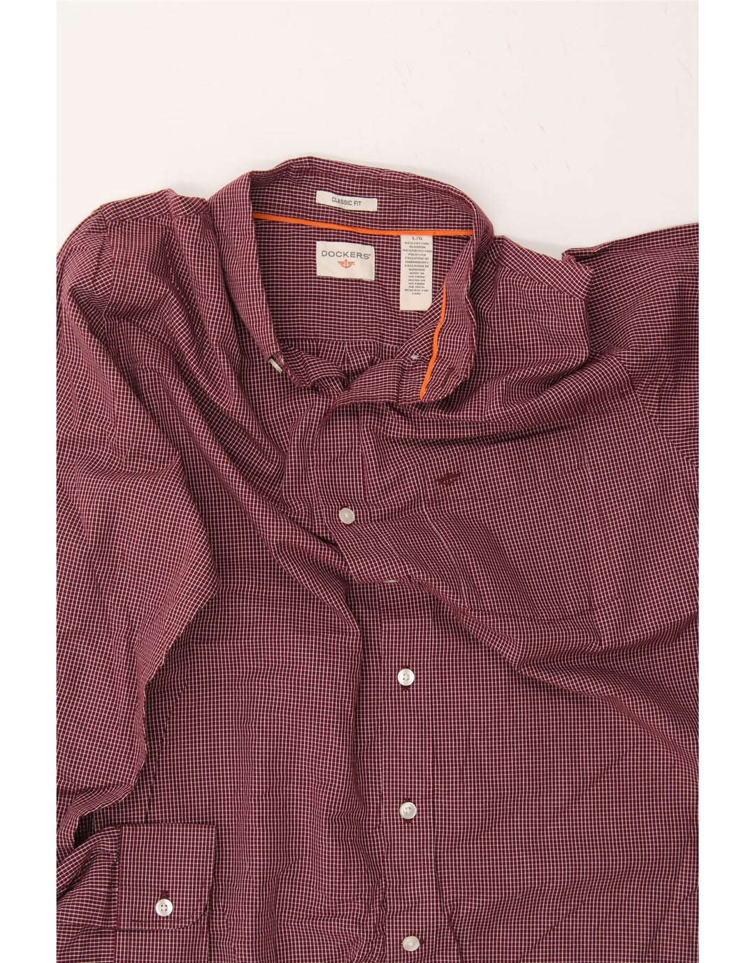 DOCKERS Mens Classic Fit Shirt Large Red Check Cotton Vintage Dockers and Second-Hand Dockers from Messina Hembry 