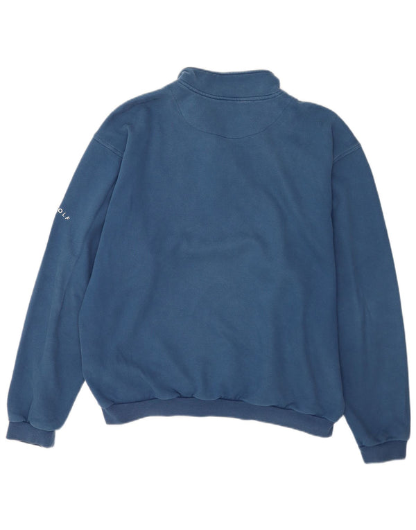 Nike Hommes Zip Neck Sweatshirt Jumper XL Bleu Coton