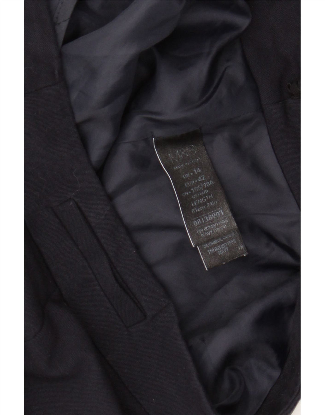 Marks & Spencer Jupe crayon pour femme UK 14 Large W34 Bleu marine Polyester