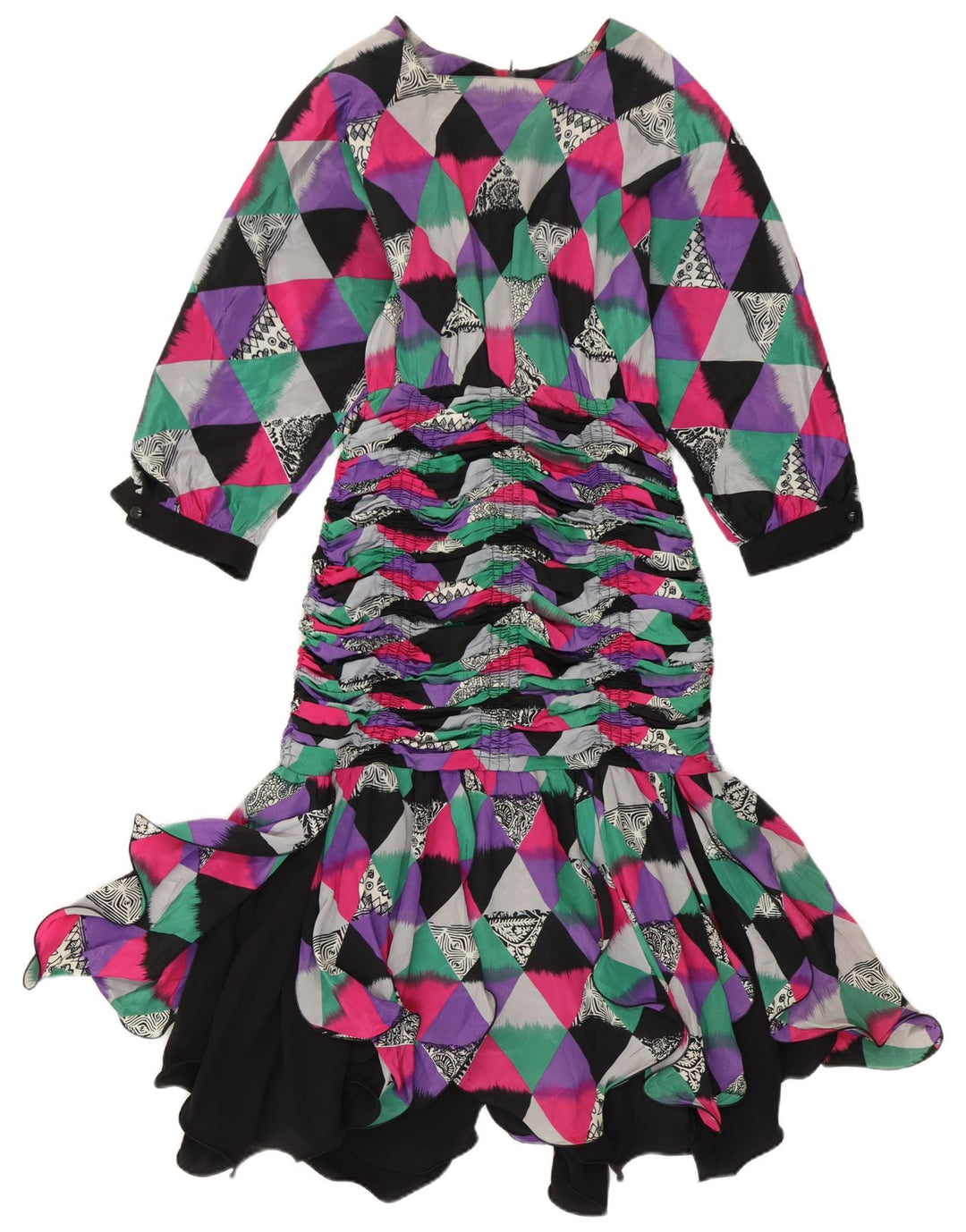 Robe Sirène Femme Vintage IT 42 Moyen Multicolore Géométrique