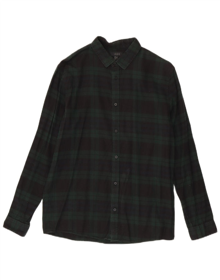 Cos Chemise en flanelle pour homme Petit coton à carreaux vert