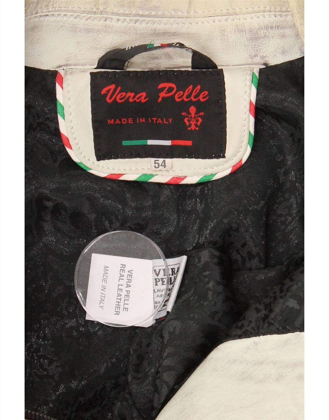 veste en cuir femme vintage UK 16 Large Off White