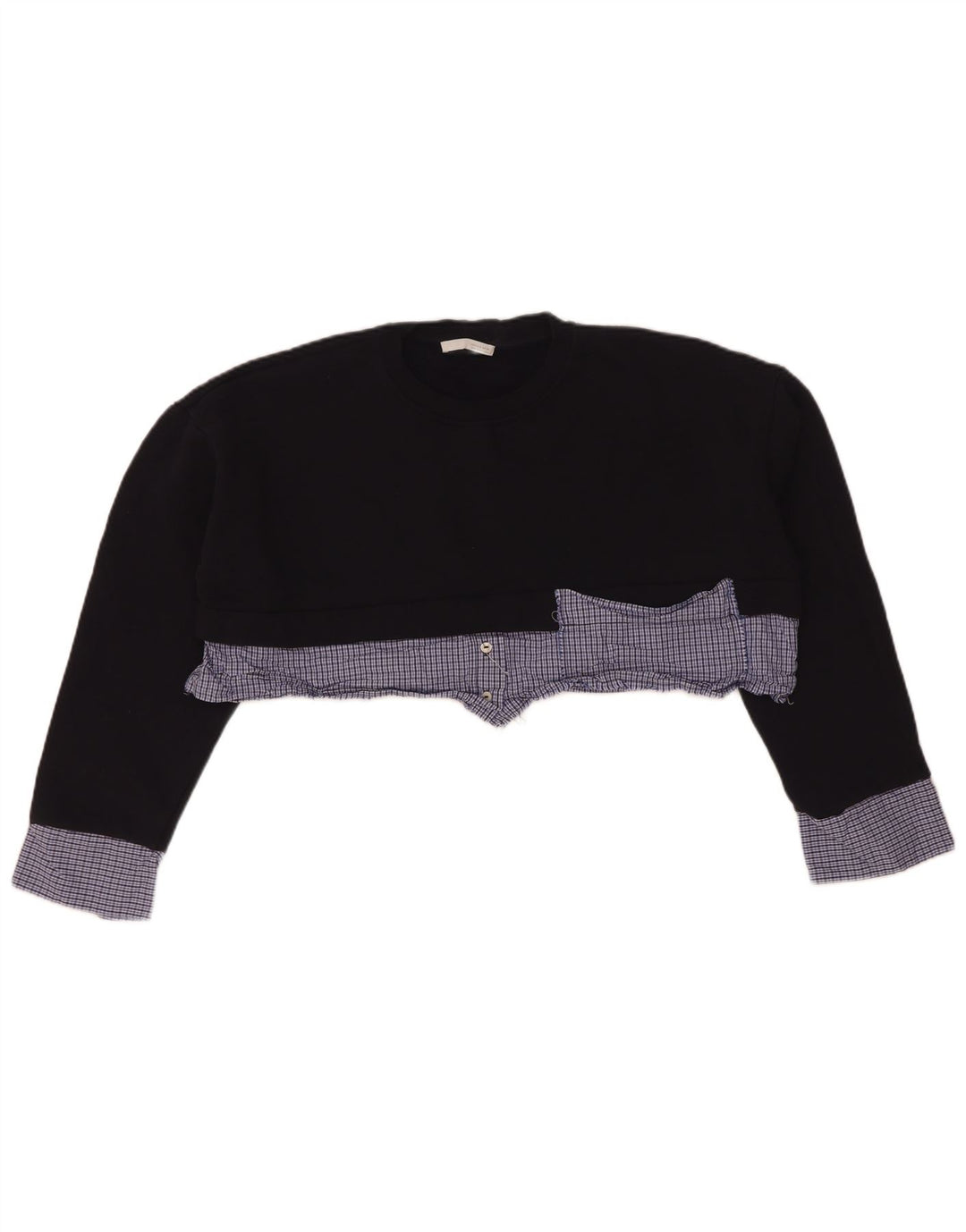 Zara Sweat-shirt court surdimensionné pour femme UK 10 Petit carreaux bleu marine