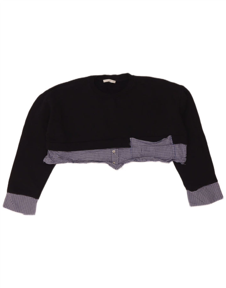 Zara Sweat-shirt court surdimensionné pour femme UK 10 Petit carreaux bleu marine