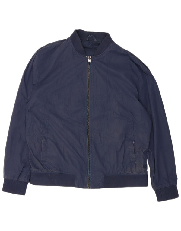 Zara Veste Bomber Homme UK 42 XL Bleu Marine Polyester