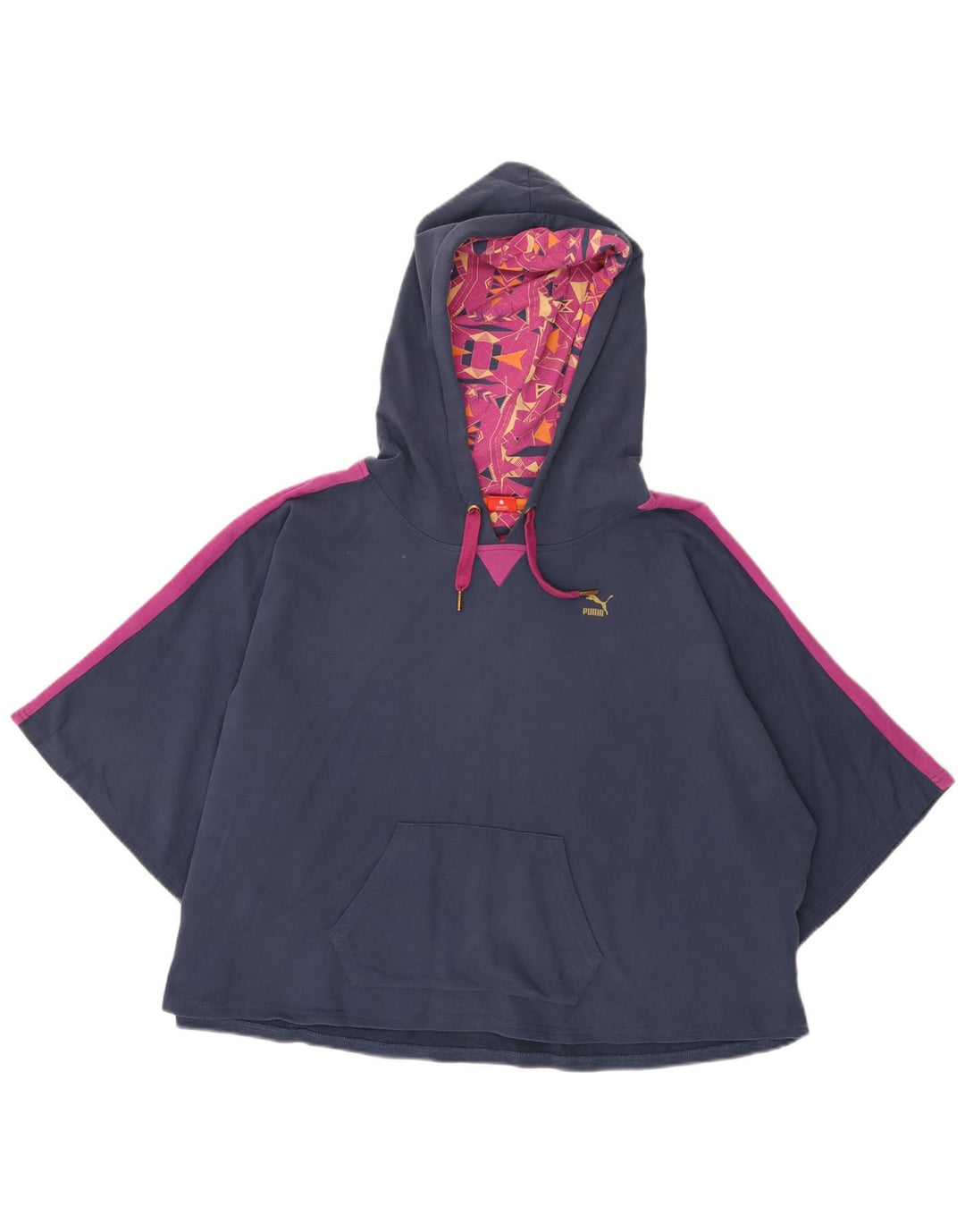 PUMA Pull à capuche court surdimensionné pour femme UK 12 Bleu marine moyen