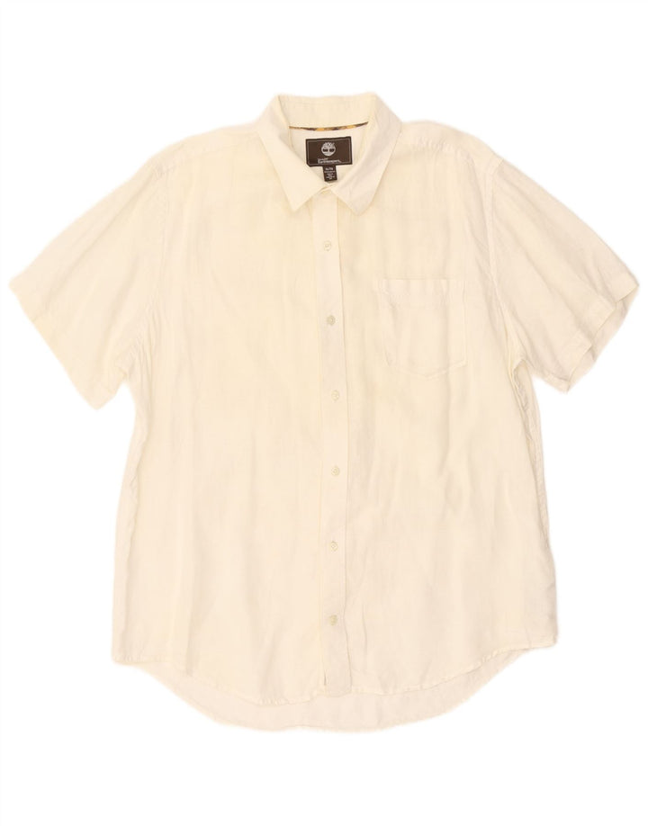 Timberland Chemise à manches courtes Regular Fit pour homme XL en lin blanc cassé
