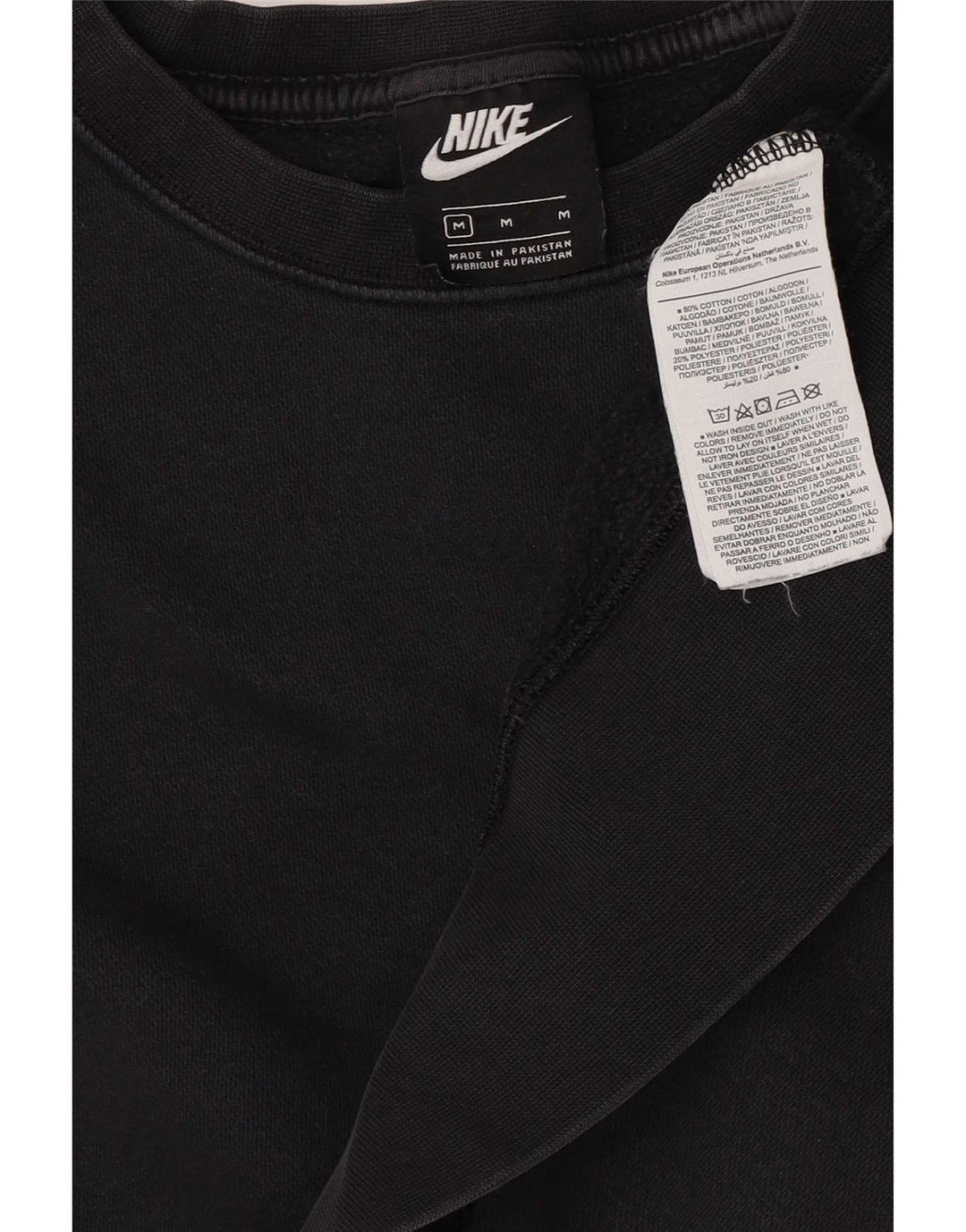 Nike Sweat-shirt court surdimensionné pour femme UK 14 en coton noir moyen