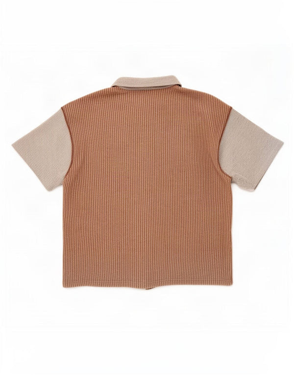 Ocean Pacific Chemise à manches courtes pour homme XL Beige à fines rayures
