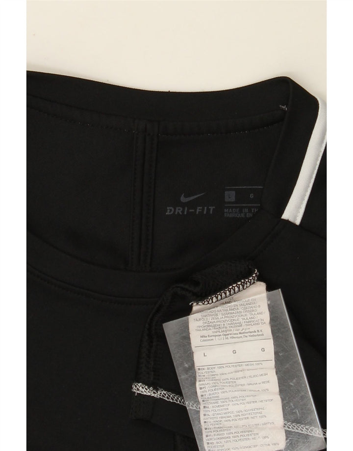 NIKE Womens Dri Fit T-Shirt Top UK 16 Large Noir Colorblock Polyester