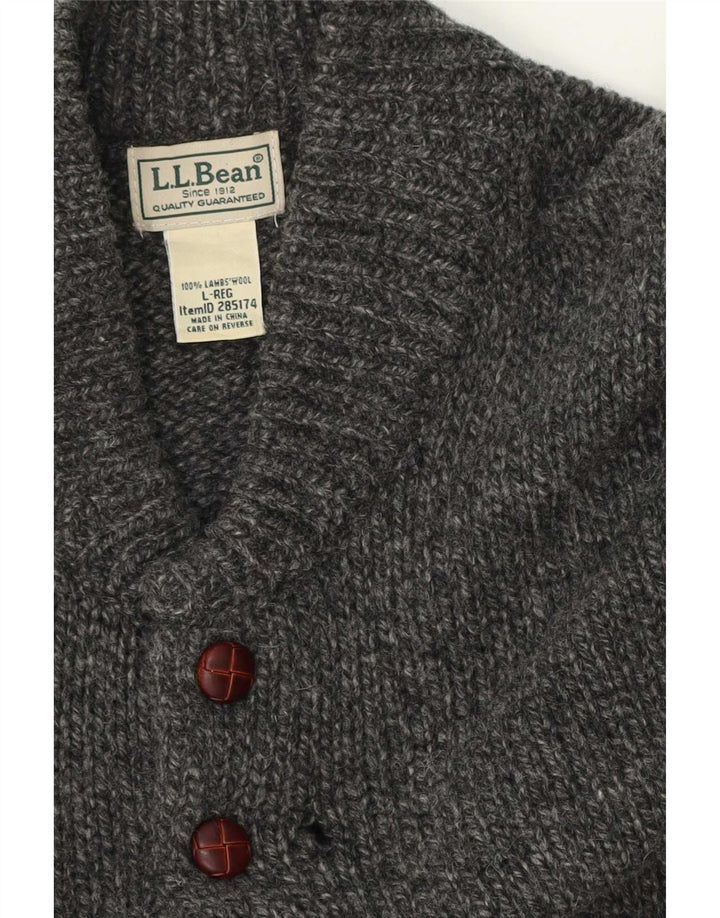 L.L.Bean Pull à col boutonné pour homme en laine d'agneau mouchetée gris